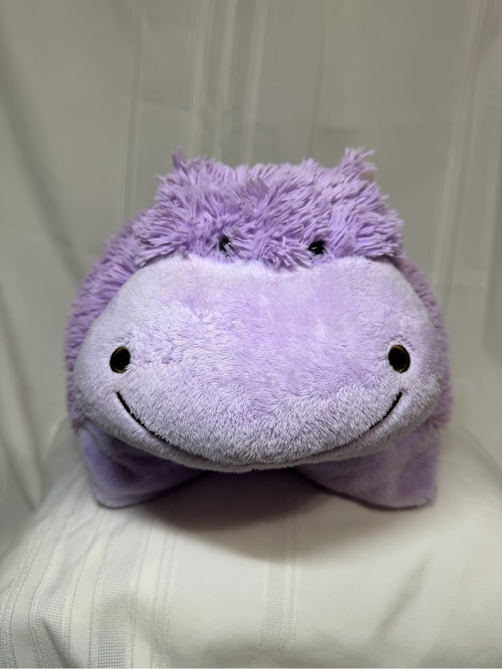 Pillow Pet Peewee 2009 Purple Hippo 12” Plush Lavender Hippopotamus